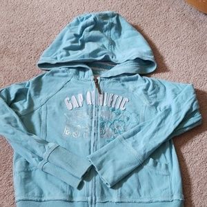 Girls size 6-7 GAP zip up blue hooded sweatshirt